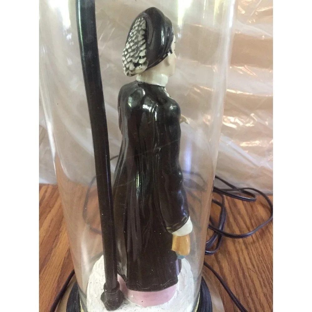 Vintage 70s Porcelain Figural Asian Woman Table Lamp Clear Plastic‎ Sleeve 25
